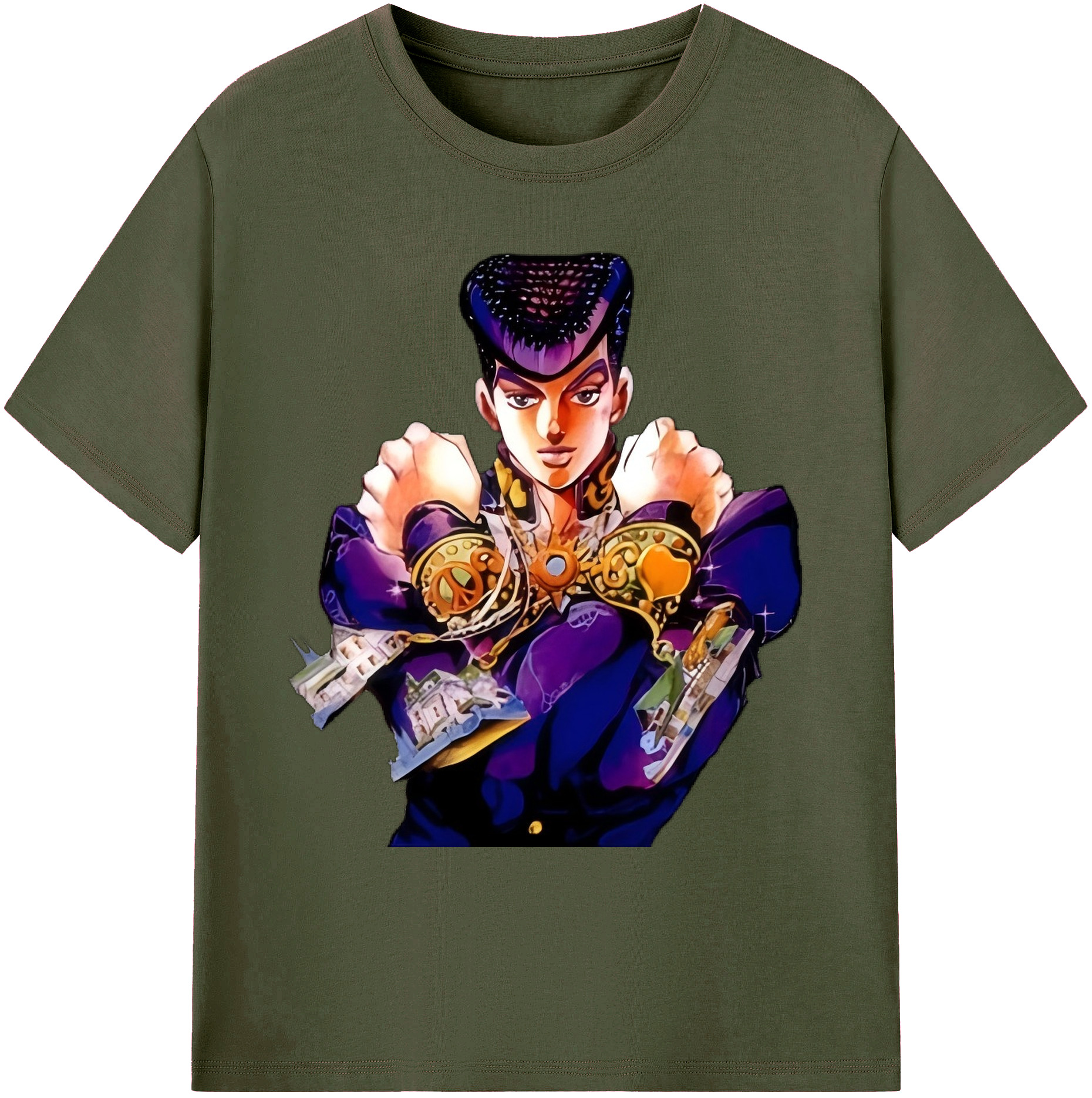 （画像用） ジョジョの奇妙な冒険 ひがしかた じょうすけ JoJo's Bizarre Adventure Higashikata Josuke 綿100％ メンズ半袖Tシャツ｜肌触りやわらか＆通気性